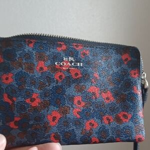 Coach Red and Blue Floral Wristlet